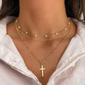 18K Stainless Steel Cross Necklace Set