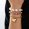 Blush & Pearl Gold Heart Bracelet Set