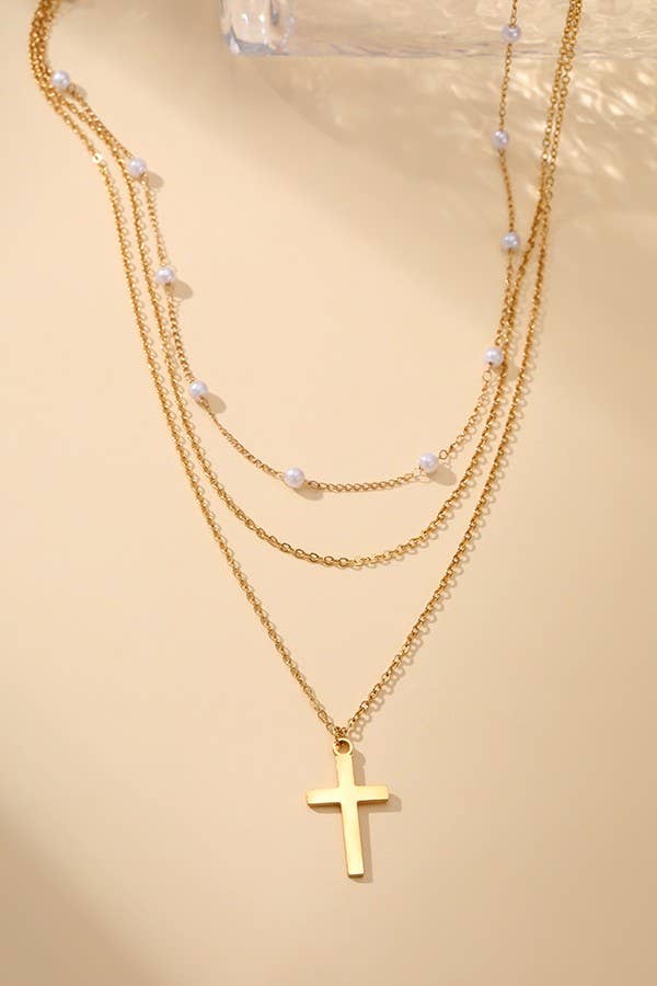 18K Stainless Steel Cross Necklace Set