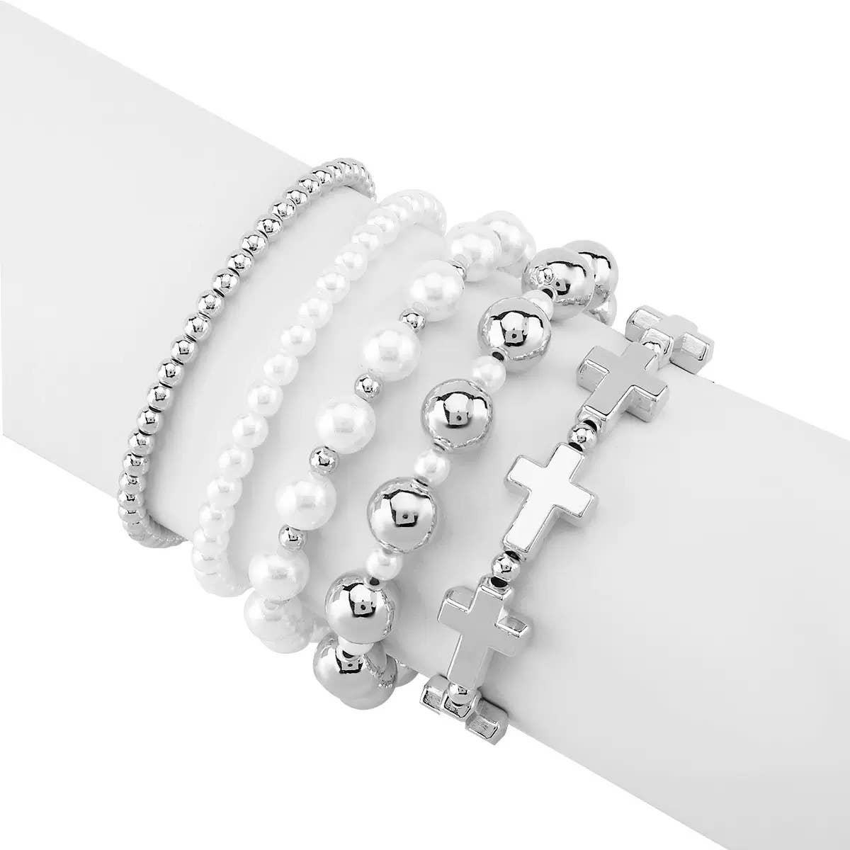 Cross Beaded Bracelet Stack