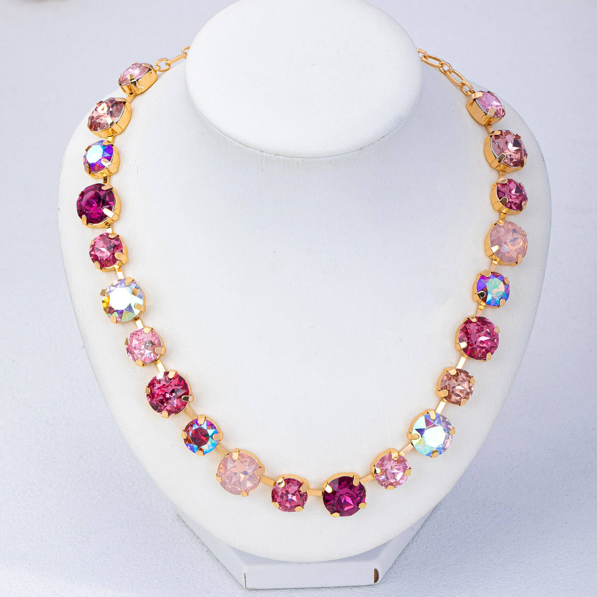 Multi-Tone Pink & Purple Crystal Tennis Necklace