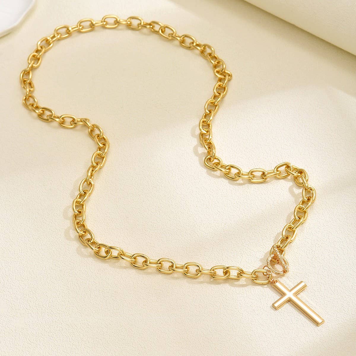 Chunky Cross Toggle Necklace