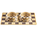 Chewy Vuiton Dog Bowls and Placemat Set