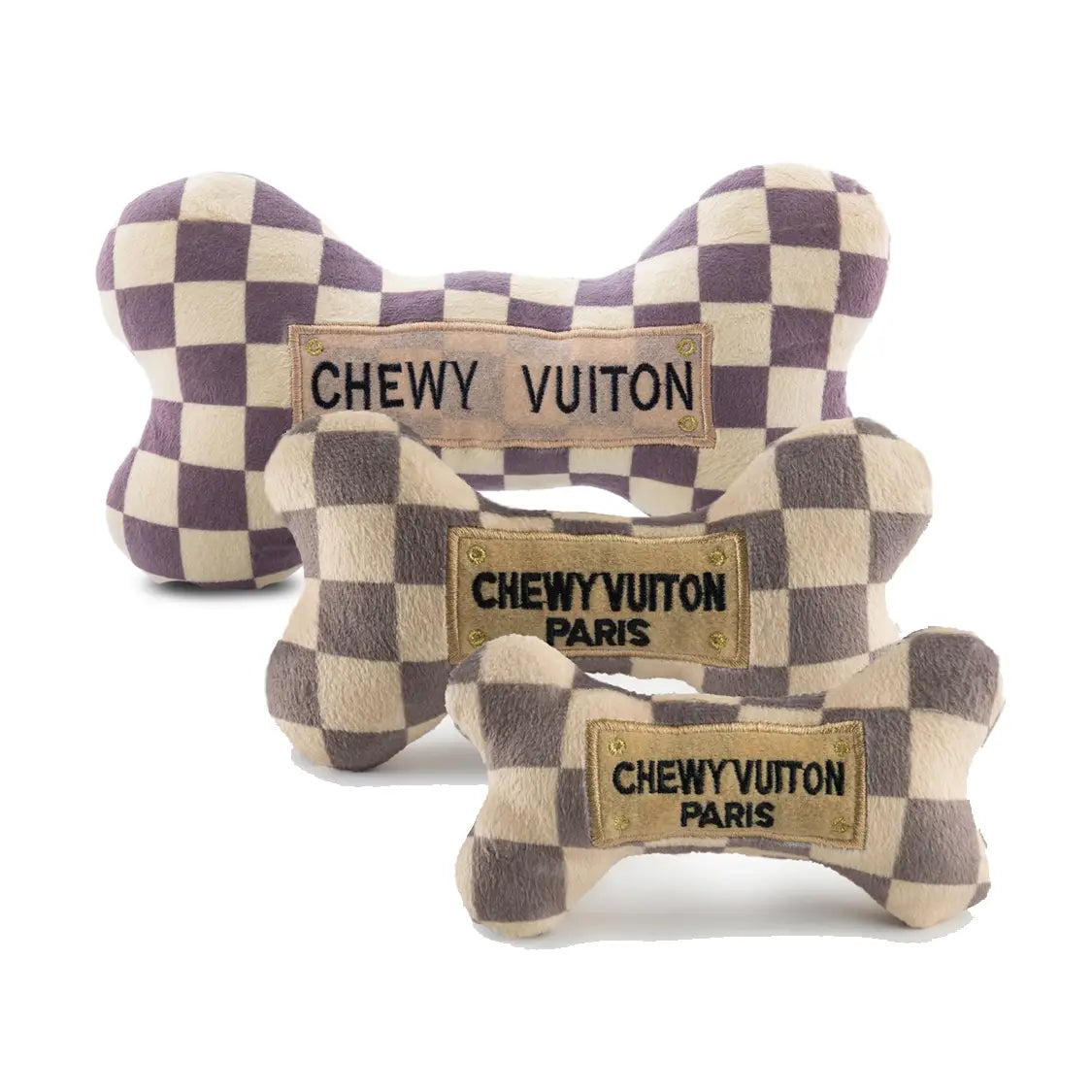 Chewy Vuiton Plush Bone Toy - Small, Large, and XL sizes