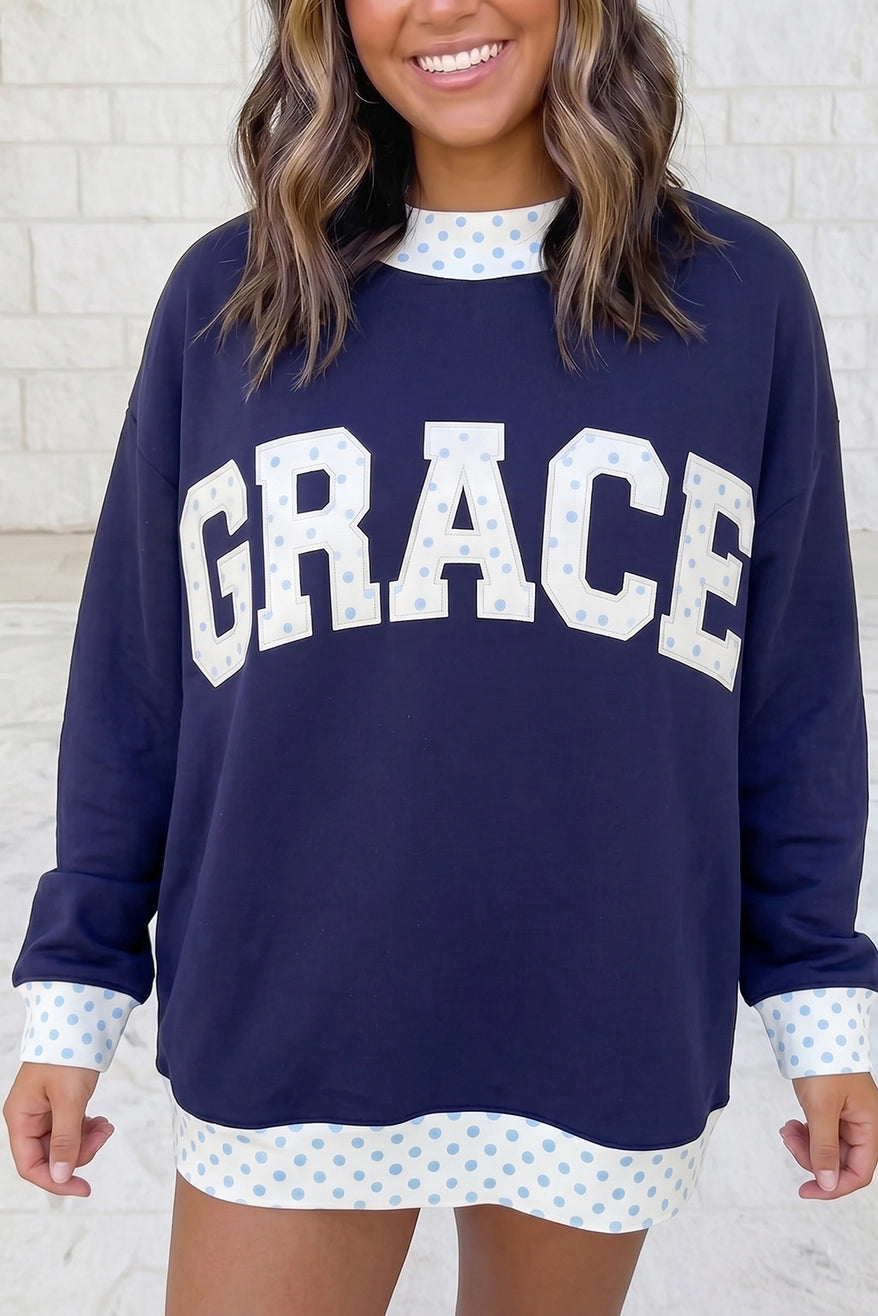 Grace Polka Dot Mock Neck Sweatshirt