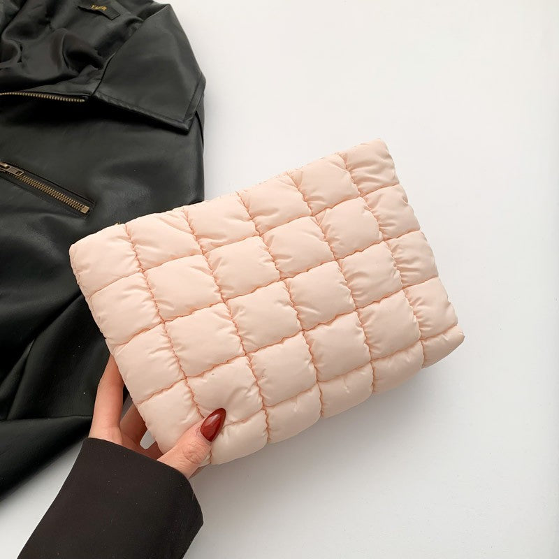 Quilted Puffy Cosmetic Bag Pink