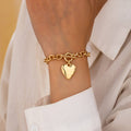 Bold Hammered Heart Toggle Clasp Bracelet