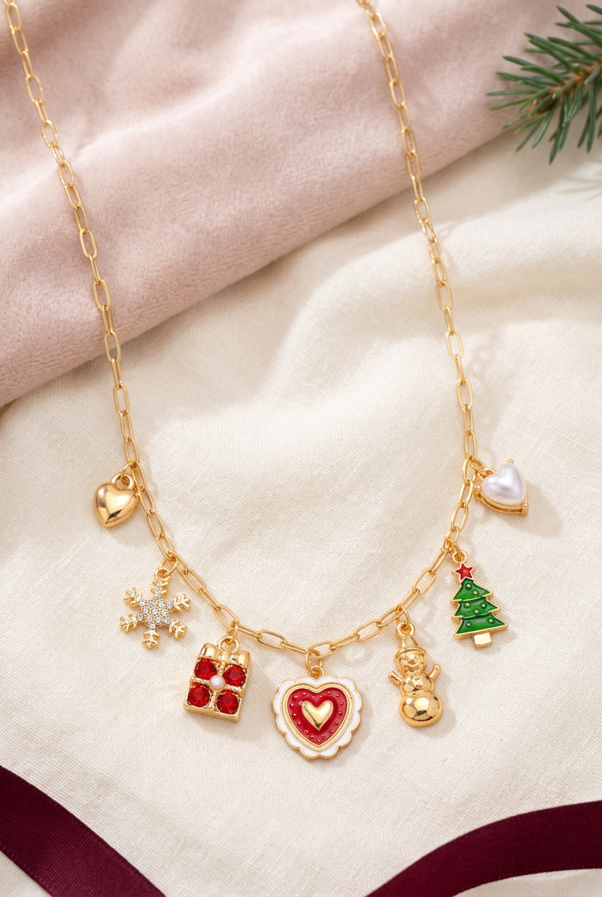 Christmas Joy Gold Charm Necklace