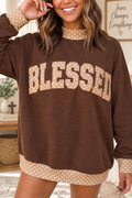 Blessed Polka Dot Trim Mock Neck Sweatshirt lifestyle image