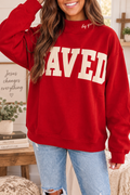 Saved By Grace Mock Neck Sweatshirt - Red lifestyle image