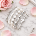 Cross Beaded Bracelet Stack with Cross lifestyle image