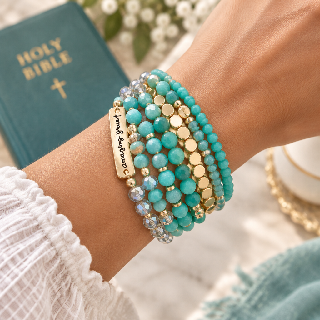 Amazing Grace Beaded Bracelet Stack lifestyle image