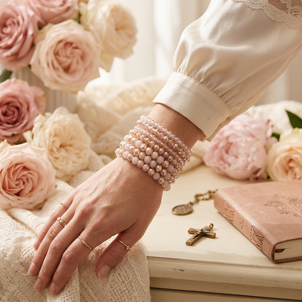 Light Pink Stackable Bracelets Lifestyle