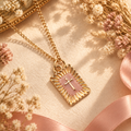 Sunburst Square Cross Necklace Lifestyle