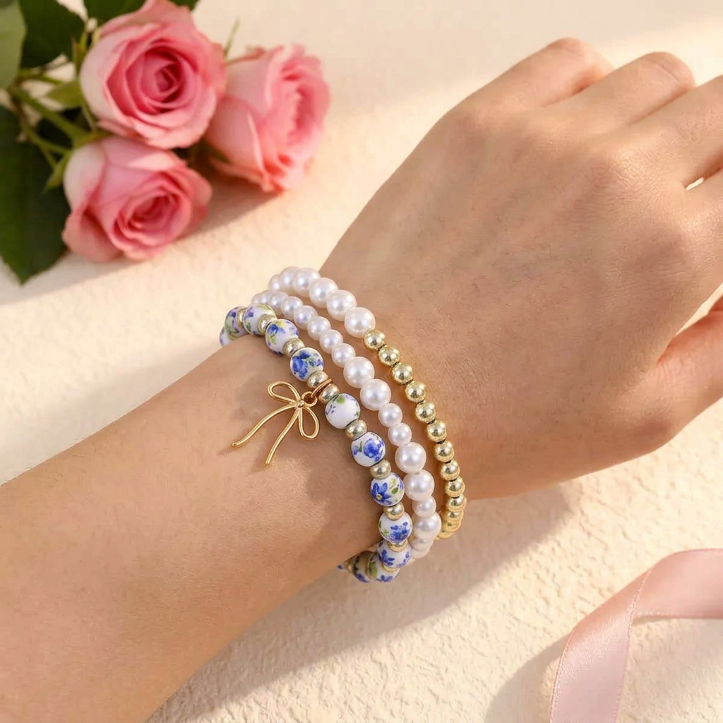 Trendy Bow Stackable Bracelets - 3 only